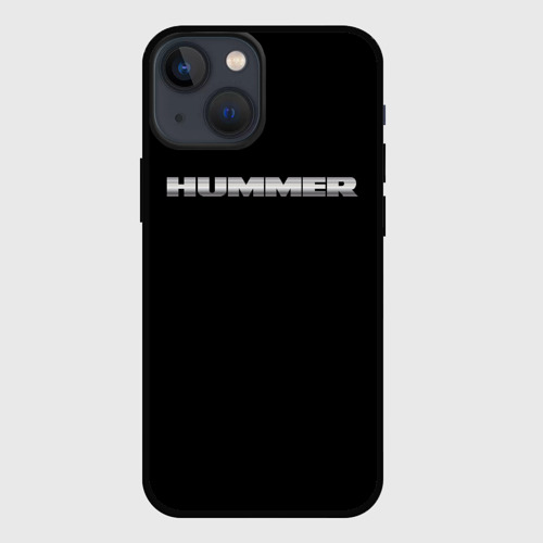 Чехол для iPhone 13 mini с принтом Хаммер серый цвет лого, вид спереди #2
