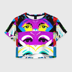 Женская футболка Crop-top 3D Eyes - pop art - neural network