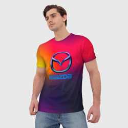 Мужская футболка 3D Mazda gradient - фото 2