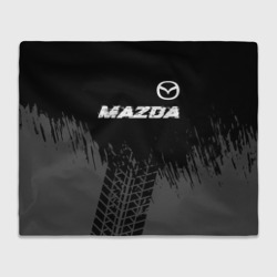 Плед 3D Mazda speed на темном фоне со следами шин: символ сверху