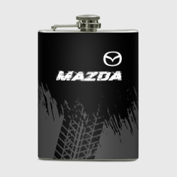 Фляга Mazda speed на темном фоне со следами шин: символ сверху