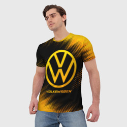 Мужская футболка 3D Volkswagen - gold gradient - фото 2