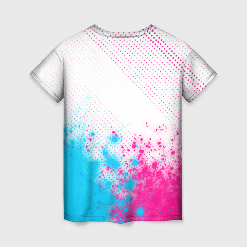 Женская футболка 3D с принтом Suzuki neon gradient style: символ сверху, вид сзади #1
