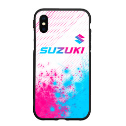 Чехол для iPhone XS Max матовый Suzuki neon gradient style: символ сверху