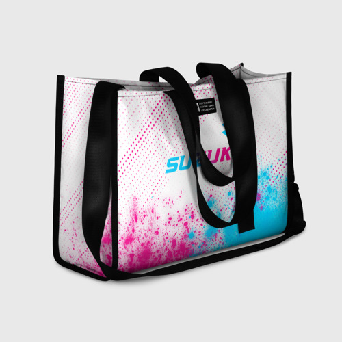 Сумка-шоппер 3D с принтом Suzuki neon gradient style: символ сверху, фото #4