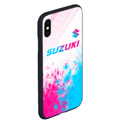 Чехол для iPhone XS Max матовый Suzuki neon gradient style: символ сверху - фото 2