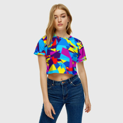 Женская футболка Crop-top 3D Полигональная композиция - поп-арт - нейросеть - фото 2