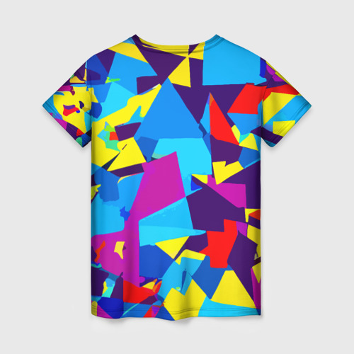 Женская футболка 3D Полигональная композиция - поп-арт - нейросеть, цвет 3D печать - фото 2