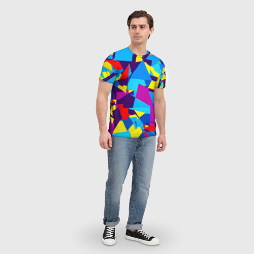 Мужская футболка 3D Полигональная композиция - поп-арт - нейросеть, цвет 3D печать - фото 5