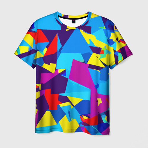 Мужская футболка 3D Полигональная композиция - поп-арт - нейросеть, цвет 3D печать
