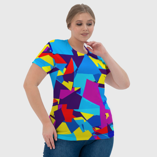 Женская футболка 3D Полигональная композиция - поп-арт - нейросеть, цвет 3D печать - фото 6