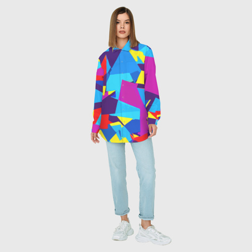 Женская рубашка oversize 3D Полигональная композиция - поп-арт - нейросеть, цвет белый - фото 5