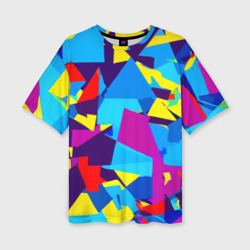 Женская футболка oversize 3D Полигональная композиция - поп-арт - нейросеть