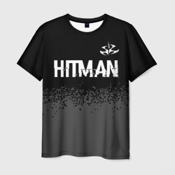 Мужская футболка 3D Hitman glitch на темном фоне: символ сверху