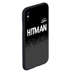 Чехол для iPhone XS Max матовый Hitman glitch на темном фоне: символ сверху - фото 2