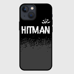 Чехол для iPhone 13 mini Hitman glitch на темном фоне: символ сверху