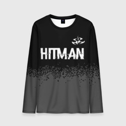 Мужской лонгслив 3D Hitman glitch на темном фоне: символ сверху