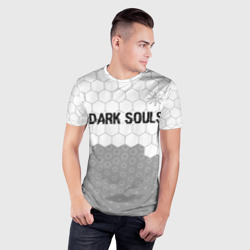 Мужская футболка 3D Slim Dark Souls glitch на светлом фоне: символ сверху - фото 2