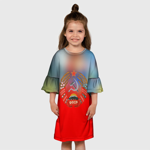 Детское платье 3D с принтом Belarus ussr, вид сбоку #3