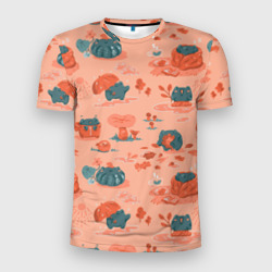 Мужская футболка 3D Slim Осенние лягушки