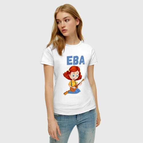 Женская футболка хлопок Ева милая девочка, цвет белый - фото 3