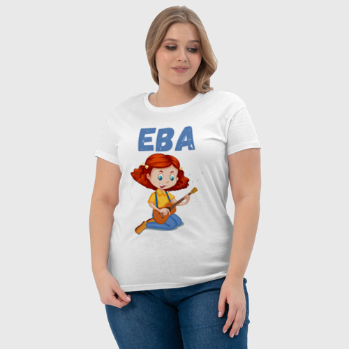 Женская футболка хлопок Ева милая девочка, цвет белый - фото 6