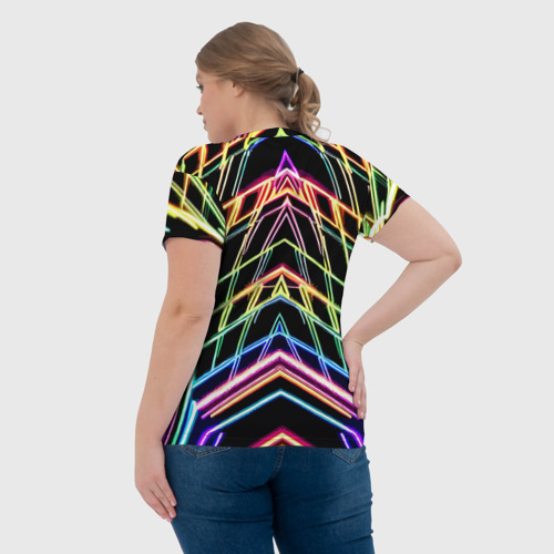 Женская футболка 3D Зеркальный неоновый паттерн - нейросеть, цвет 3D печать - фото 7