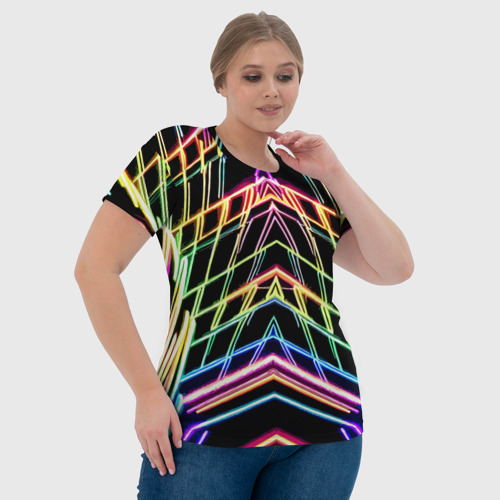 Женская футболка 3D Зеркальный неоновый паттерн - нейросеть, цвет 3D печать - фото 6