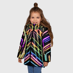 Зимняя куртка для девочек 3D Зеркальный неоновый паттерн - нейросеть - фото 2