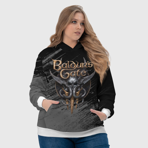 Женская толстовка 3D Балудрс гейт лого - черно-белый, цвет 3D печать - фото 6