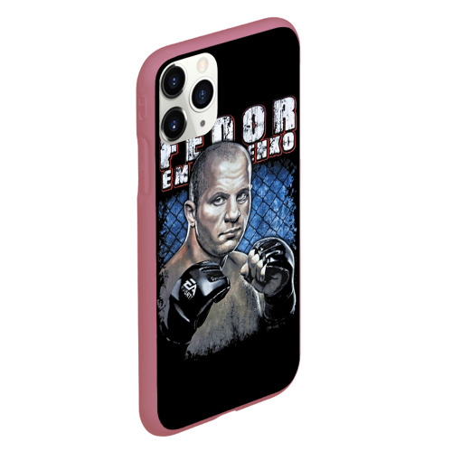 Чехол для iPhone 11 Pro матовый Фёдор Емельяненко - последний император, цвет малиновый - фото 3