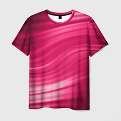 Мужская футболка 3D Абстрактный волнистый узор в красно-розовых тонах