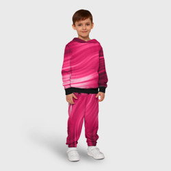 Детский костюм с толстовкой 3D Абстрактный волнистый узор в красно-розовых тонах - фото 2