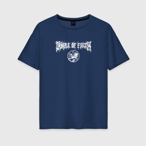 Женская футболка оверсайз из хлопка с принтом Cradle of Filth: emblem, вид спереди №1
