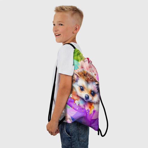 Рюкзак-мешок 3D Ежик в цветах - фото 3