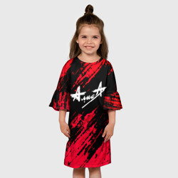 Детское платье 3D Алиса рок группа краски штрихи - фото 2