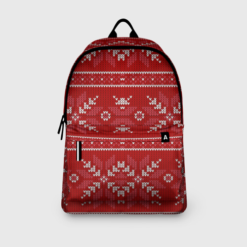 Рюкзак 3D Красный вязаный узор свитера - фото 4