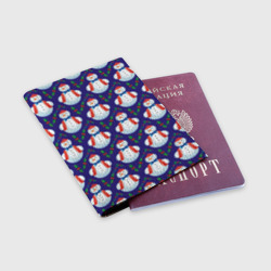 Обложка для паспорта матовая кожа Милые снеговики  - зимний узор - фото 2