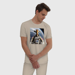 Мужская пижама хлопок Жираф астронавт - фото 2