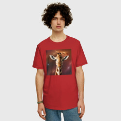 Мужская футболка хлопок Oversize Космический жираф - фото 2