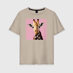 Милый жирафик – Футболка оверсайз из хлопка с принтом купить со скидкой в -16%