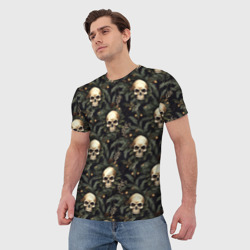 Мужская футболка 3D Череп, шишки и хвойные ветки - фото 2