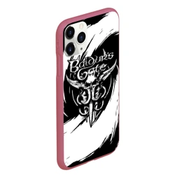 Чехол для iPhone 11 Pro Max матовый Baldur's gate 3 - белые завихрения - фото 2