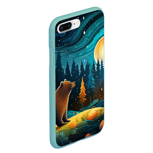Чехол для iPhone 7Plus/8 Plus матовый с принтом Хозяин тайги: медведь в лесу, вид сбоку #3