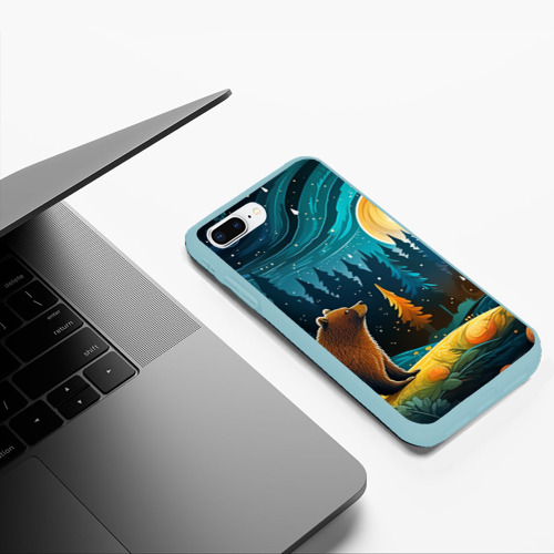 Чехол для iPhone 7Plus/8 Plus матовый с принтом Хозяин тайги: медведь в лесу, фото #5