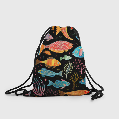 Рюкзак-мешок 3D Фолк-арт рыбовы