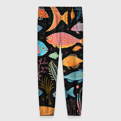 Женские брюки 3D Фолк-арт рыбовы, цвет 3D печать - фото 2