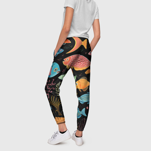 Женские брюки 3D Фолк-арт рыбовы, цвет 3D печать - фото 4