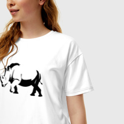 Женская футболка хлопок Oversize Носорог шагает - фото 2
