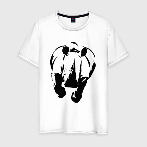 Мужская футболка из хлопка с принтом Носорог атакует, вид спереди №1